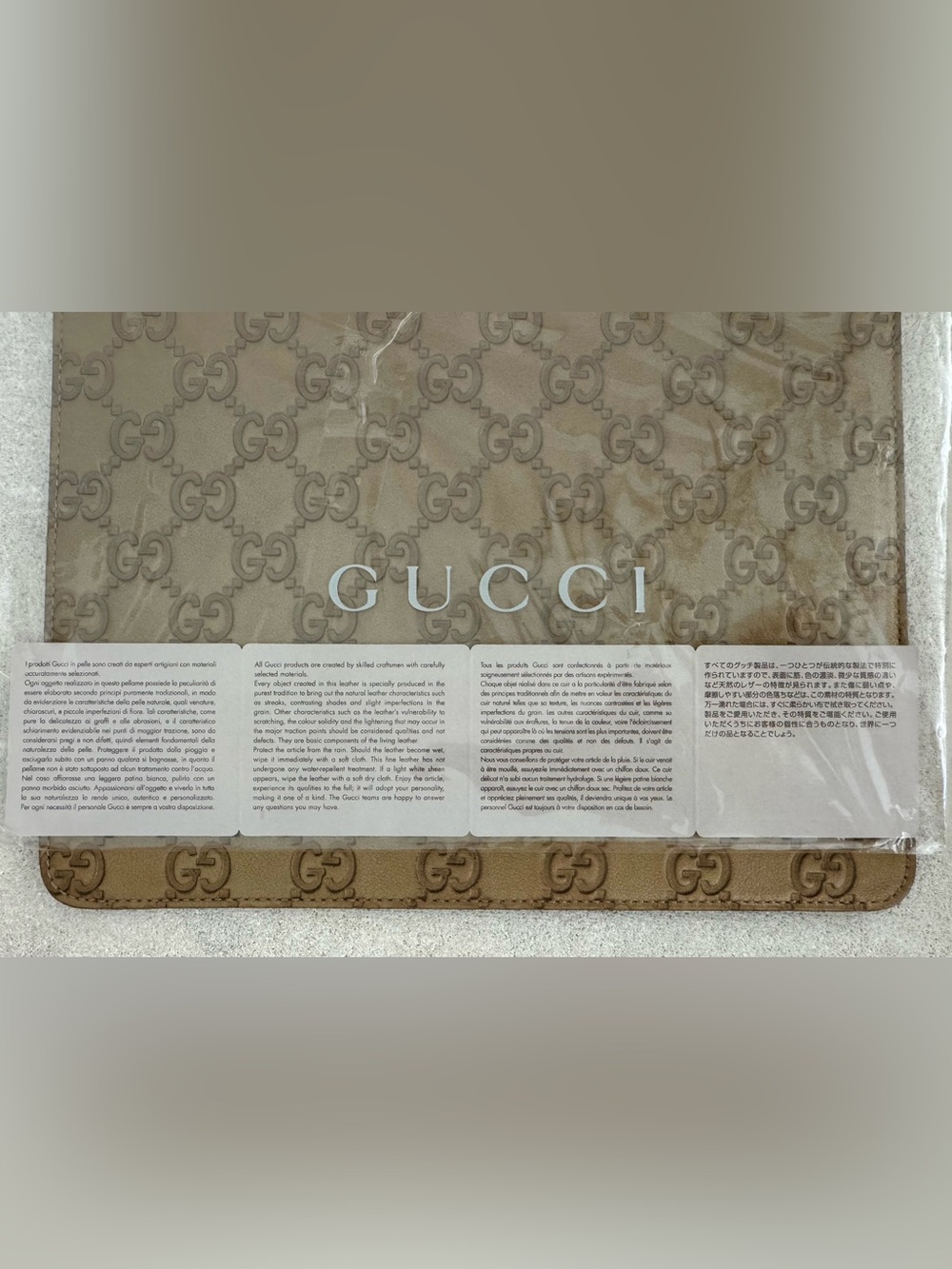 GUCCI GG Guccissima Embossed Leather Mouse Pad  Brown Desk Mat NEW Made In Italy - Picture 2 of 6